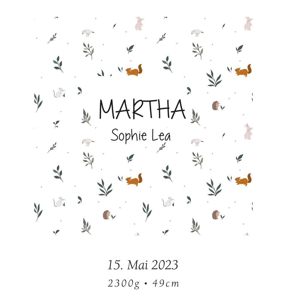 Geburtsposter Martha Waldtiere