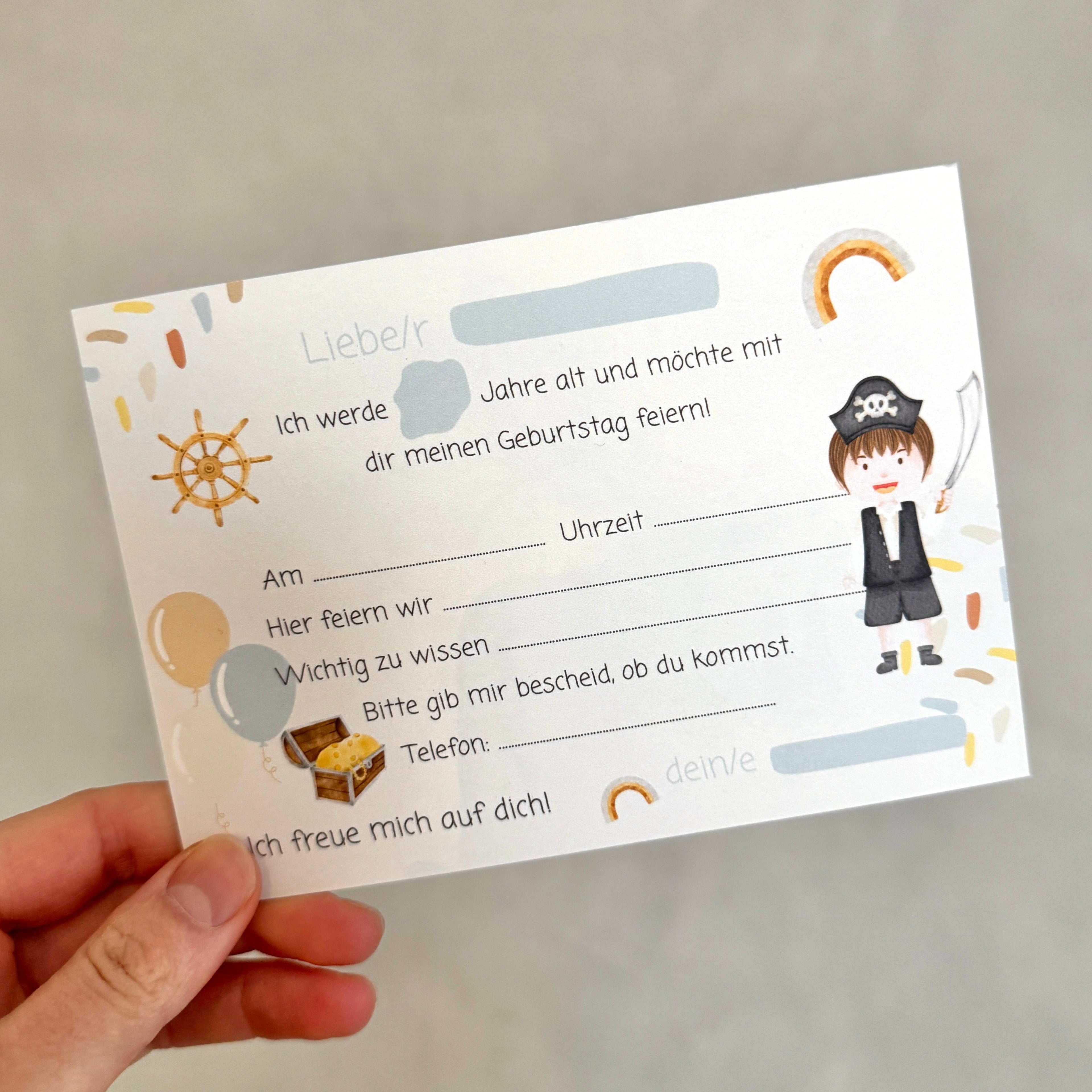 Piraten Einladungskarten Set A6