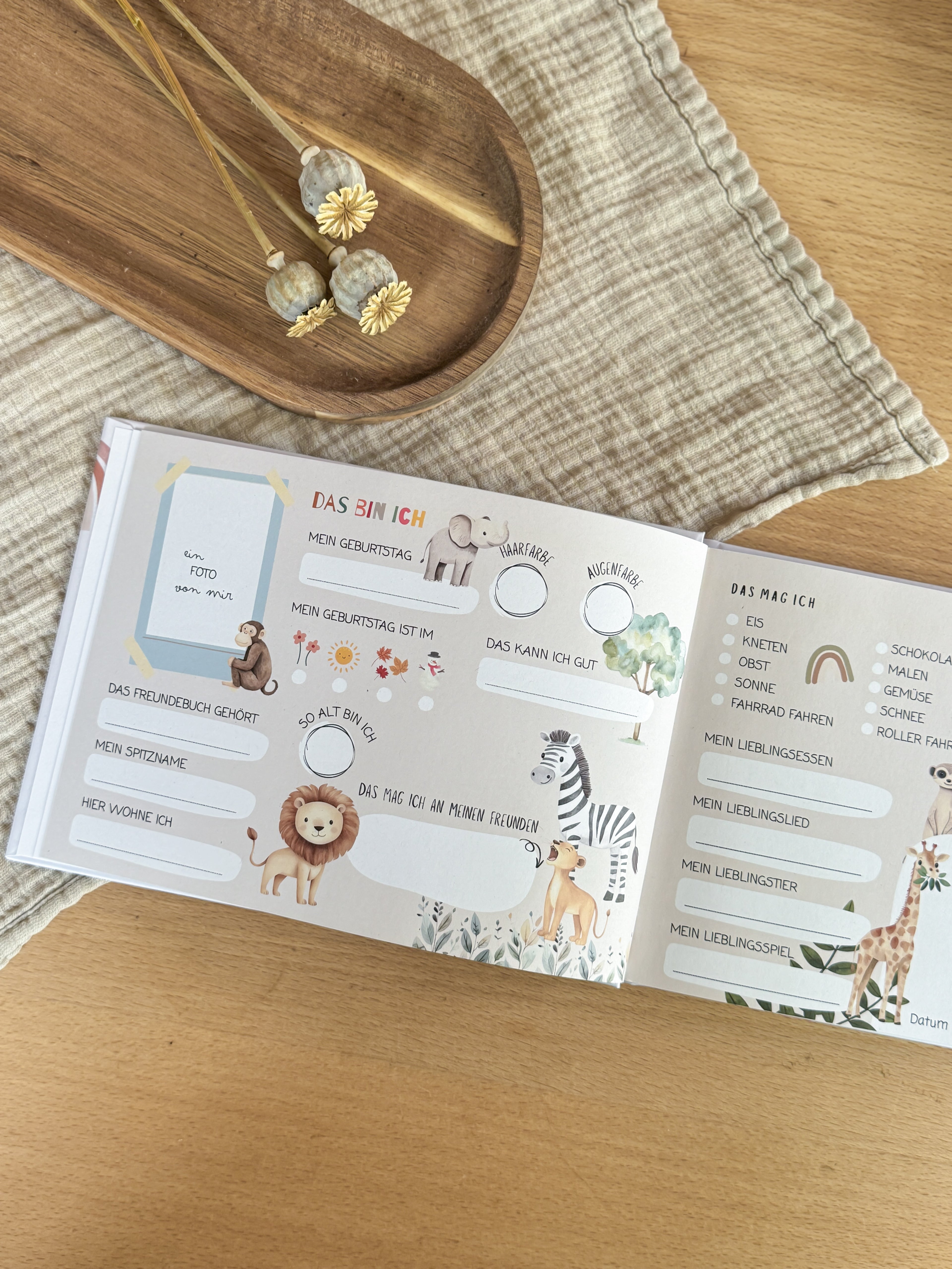 Kindergarten Freundebuch Tiere Safari, Bauernhof und Meerestiere