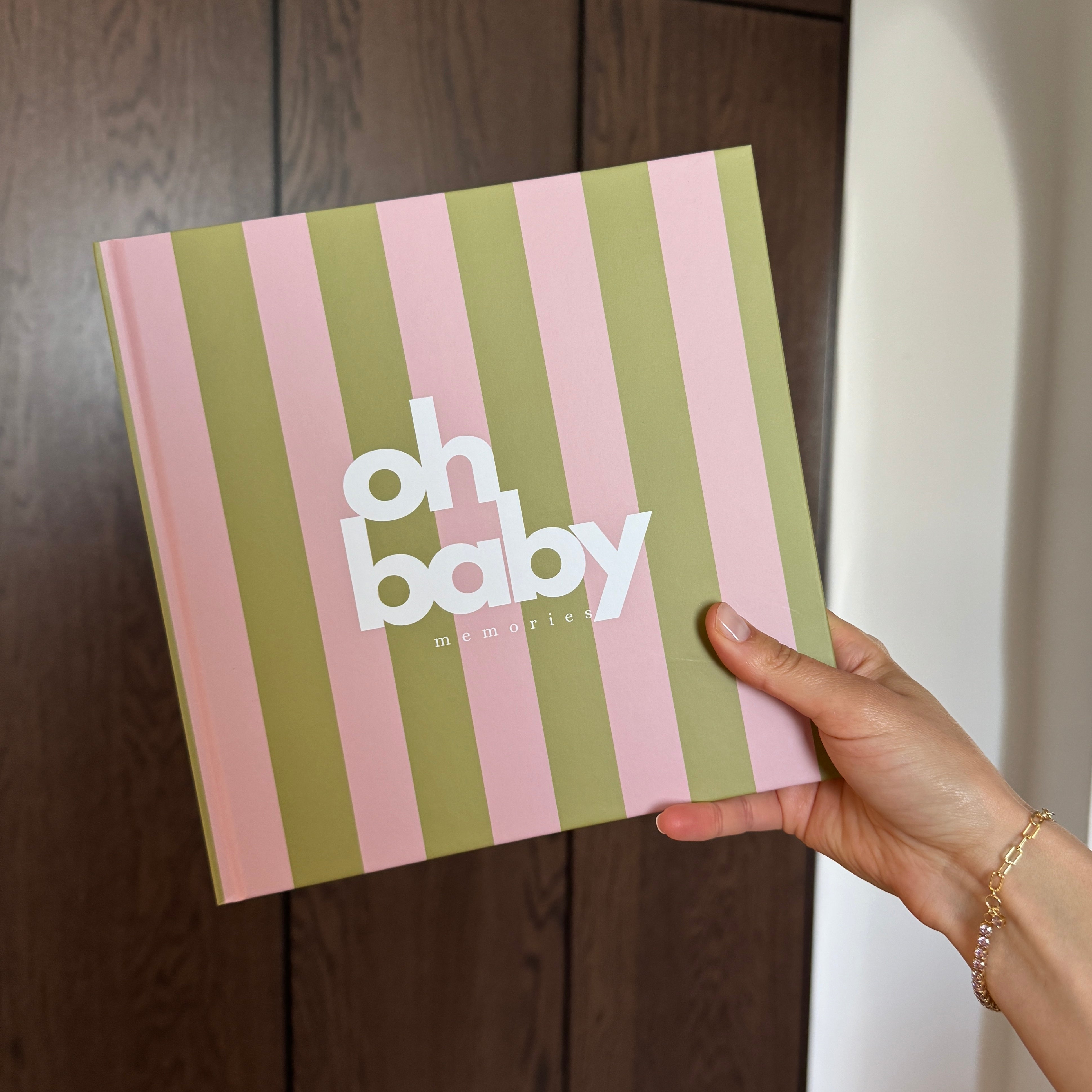 Babyparty Erinnerungsbuch und Gästebuch olive