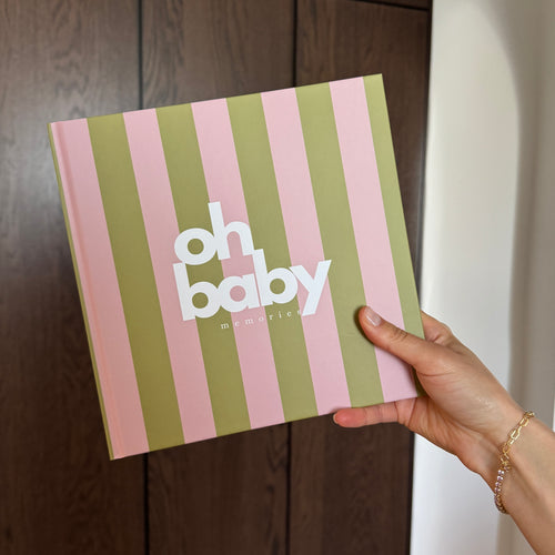 Babyparty Erinnerungsbuch und Gästebuch olive
