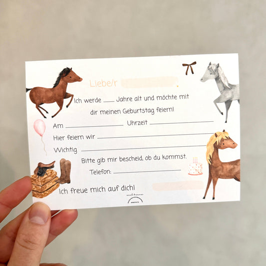 Einladungskarte Pferde Kindergeburtstag