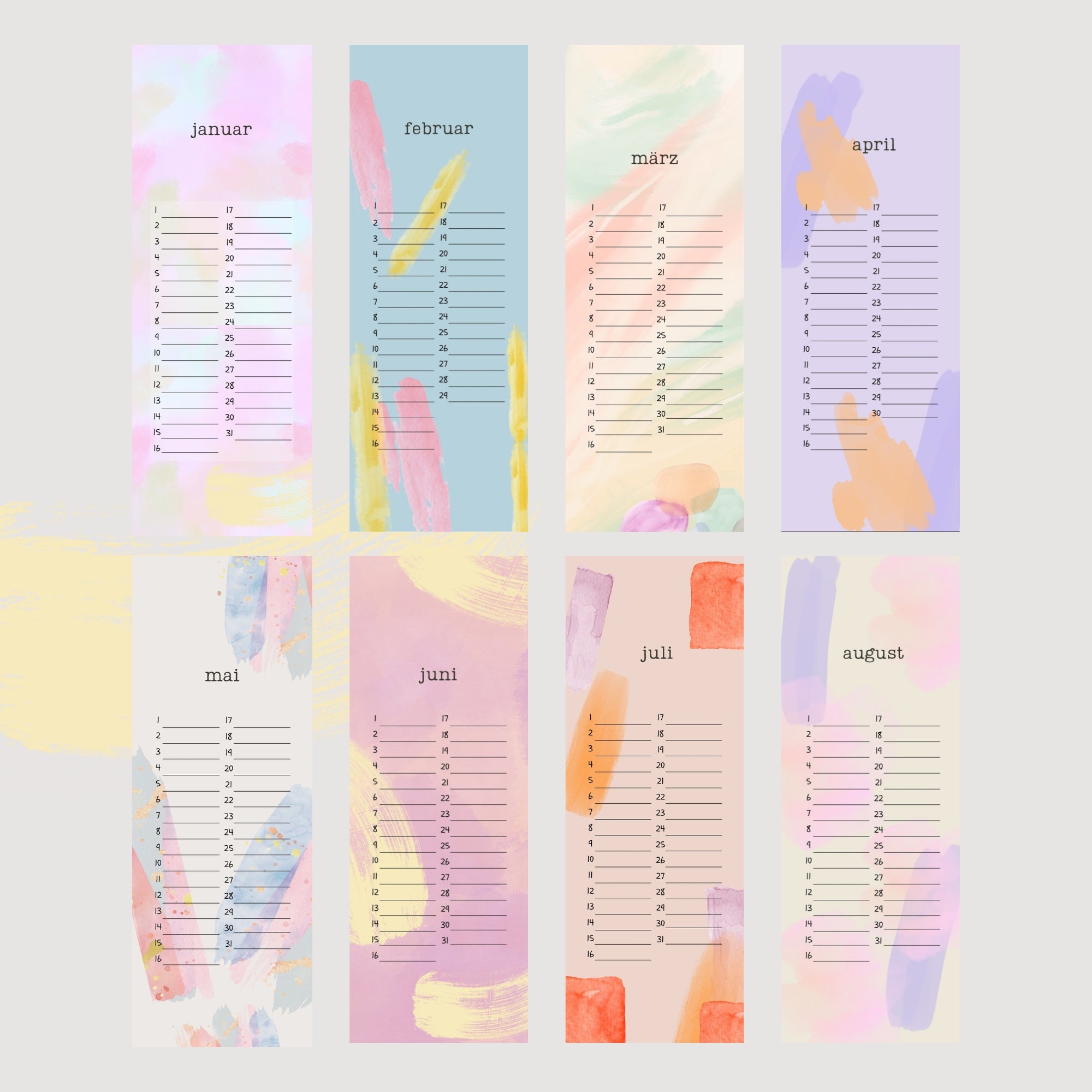 immerwährender Kalender Geburtstagskalender