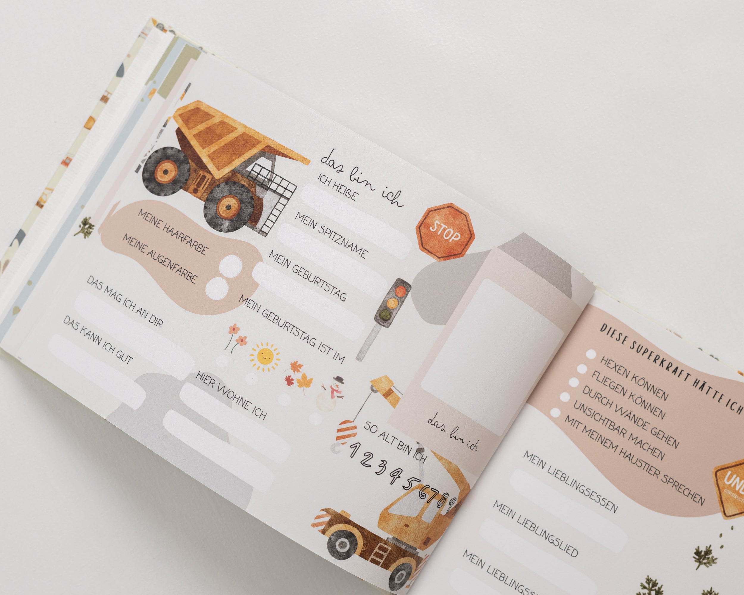 Freundebuch Bagger und Fahrzeuge - Kindergarten