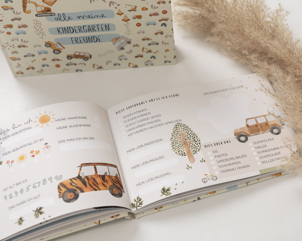 Freundebuch Bagger und Fahrzeuge - Kindergarten