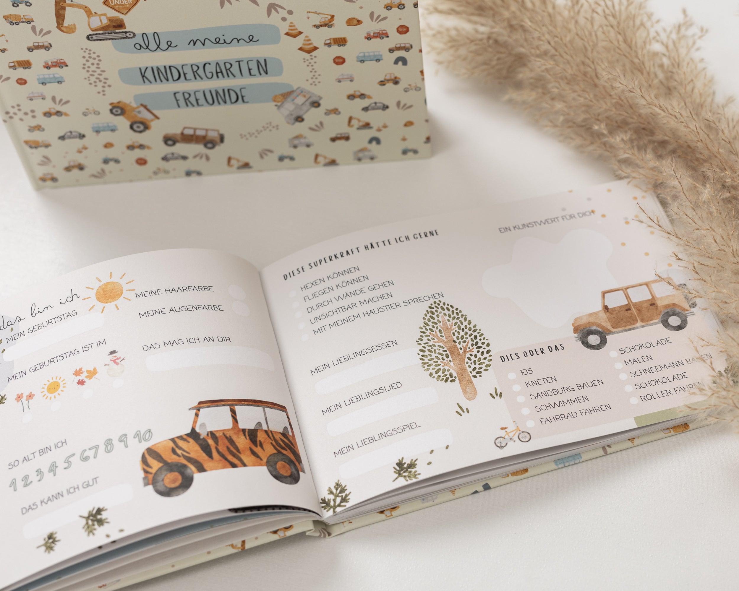 Freundebuch Bagger und Fahrzeuge - Kindergarten