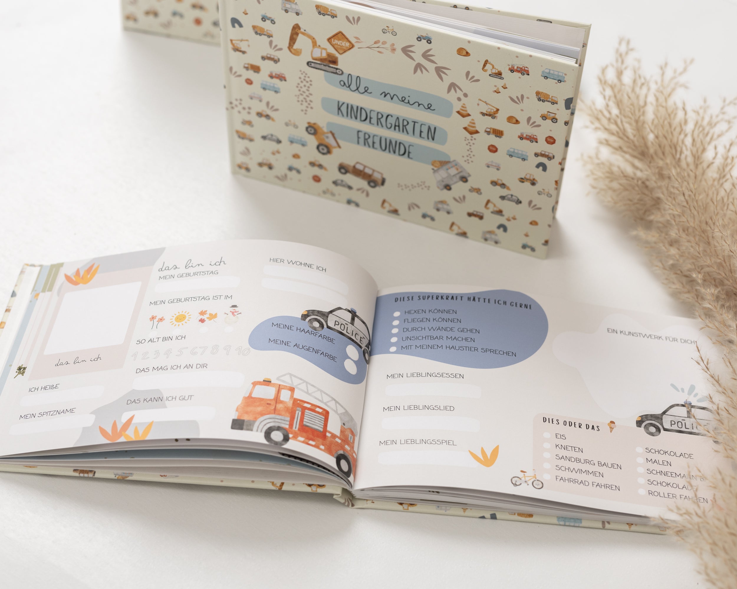 Freundebuch Bagger und Fahrzeuge - Kindergarten