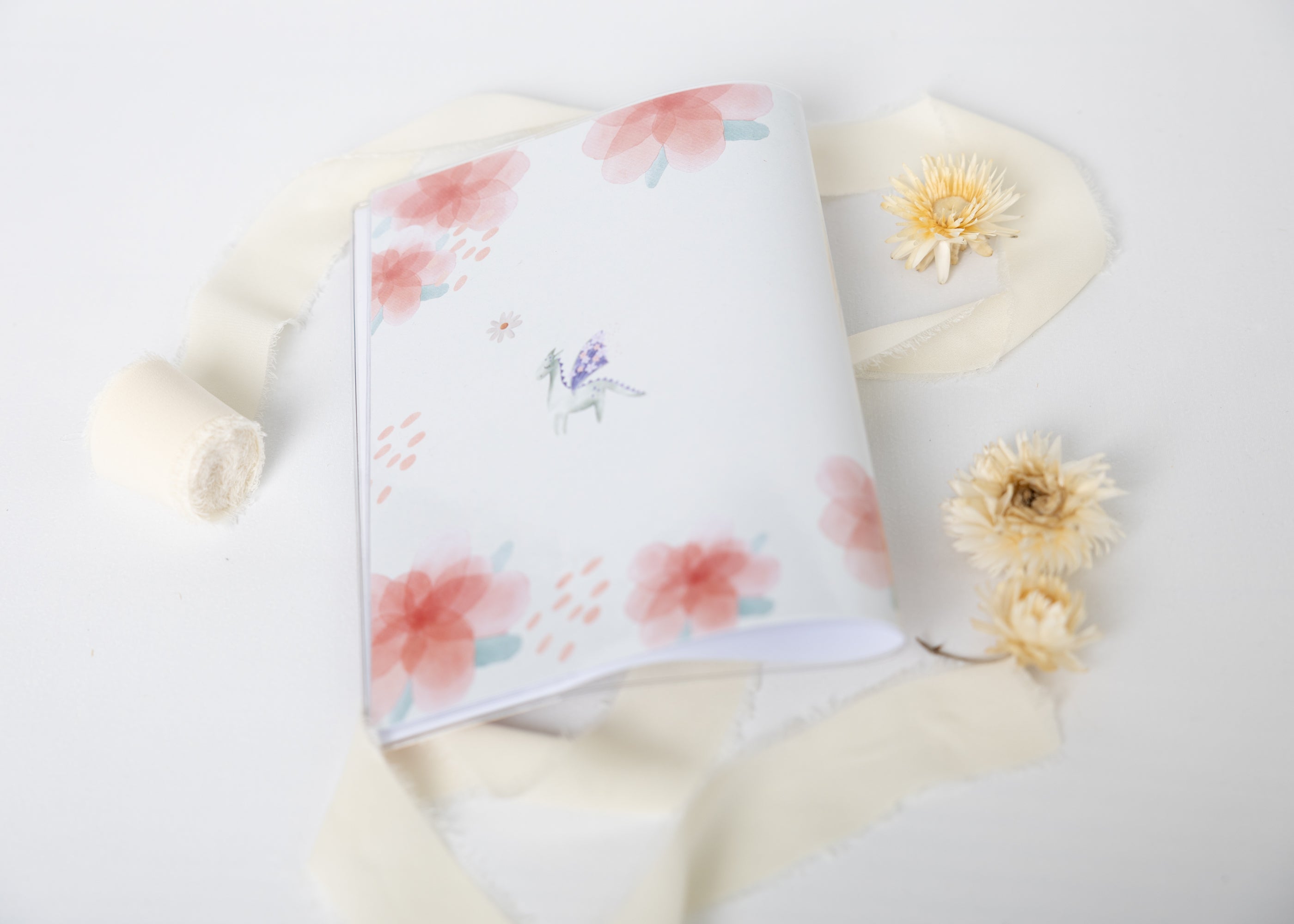 Hausaufgabenheft Hülle Einhorn Floral personalisierbar