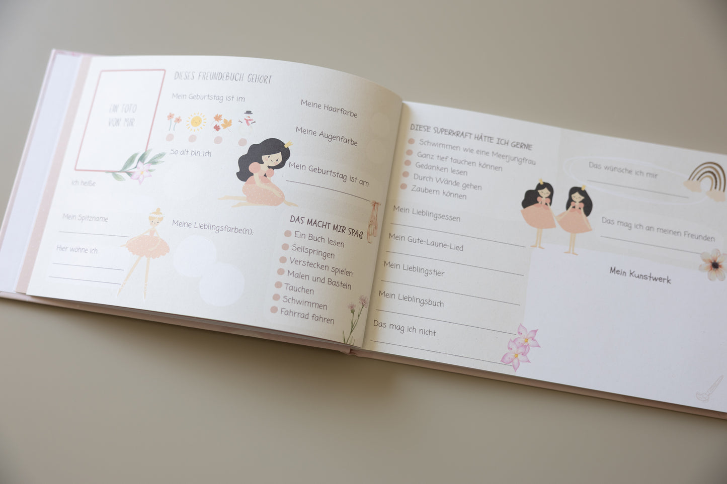 Freundebuch Ballerina & Prinzessin für Grundschule und Kindergarten