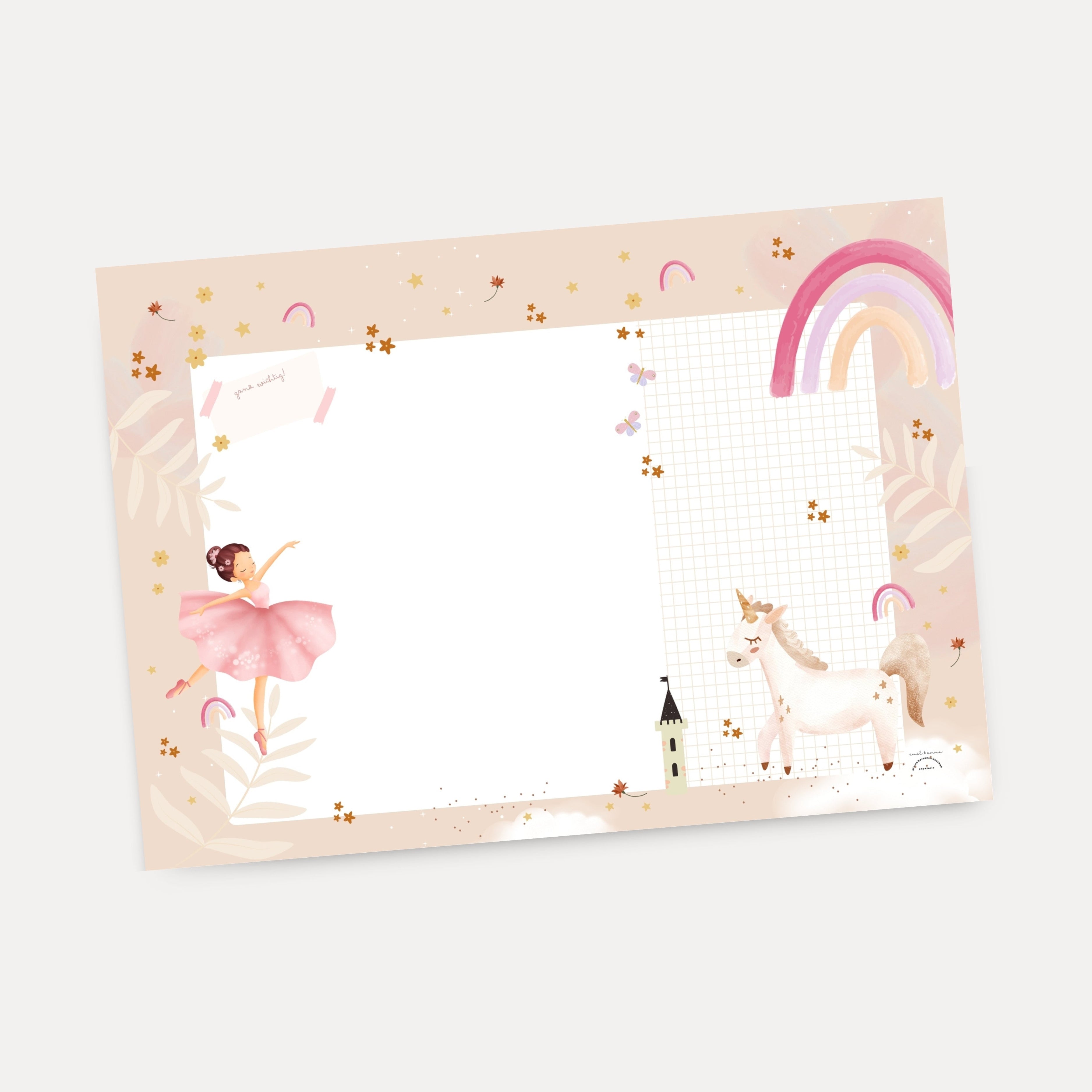 Geschenk zur Einschulung Schreibtischunterlage Einhorn Mädchen