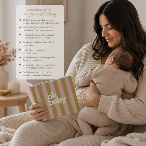 Babyparty Erinnerungsbuch und Gästebuch olive