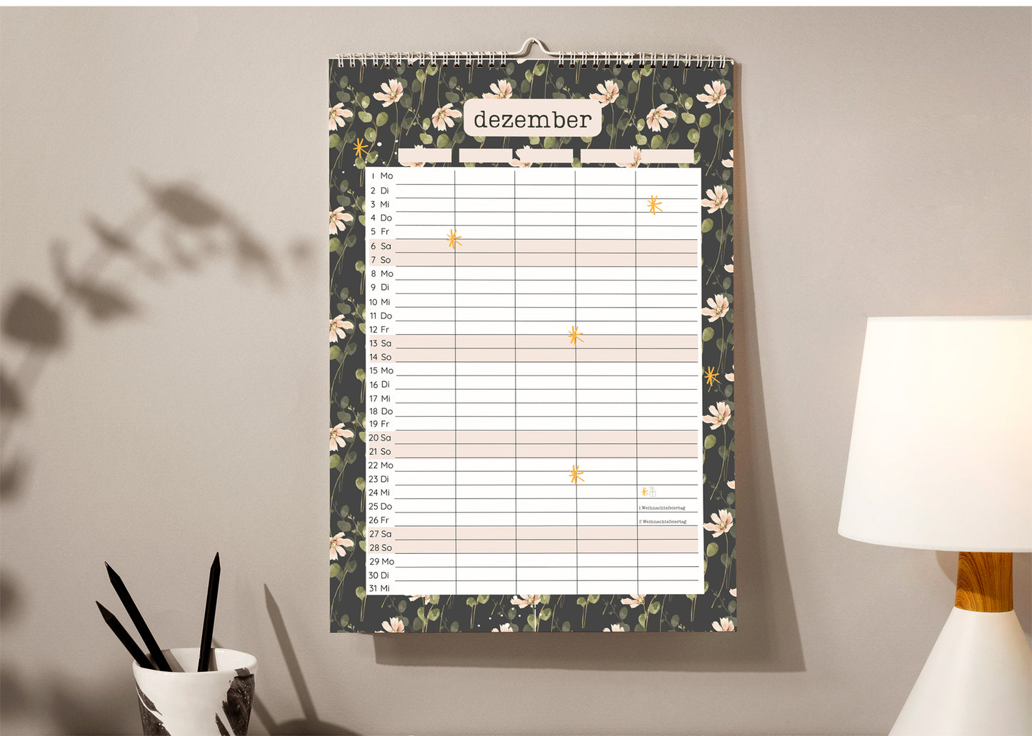 Floraler Familienkalender 2025 Familienplaner 2025 A3 Wandkalender