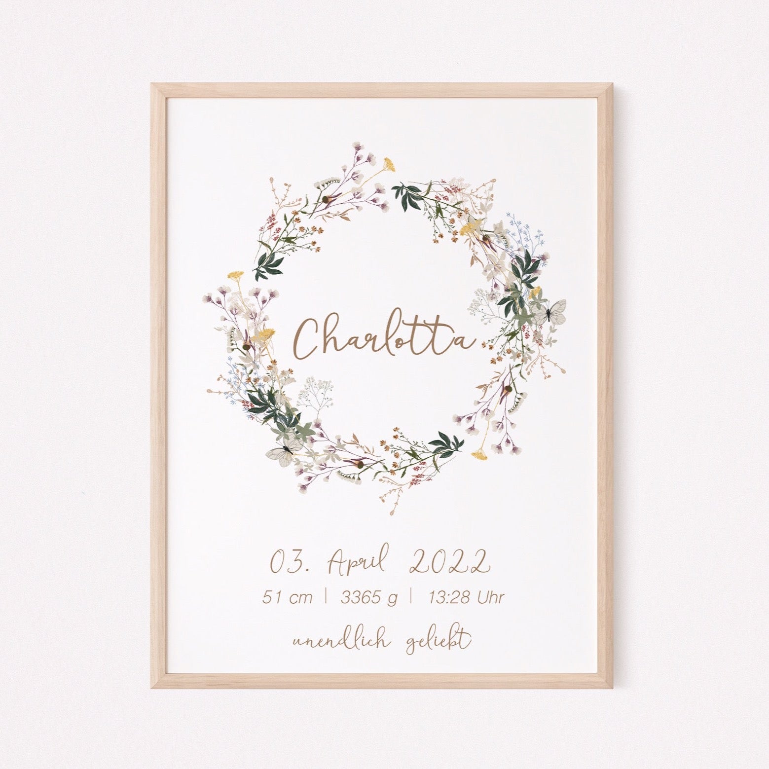 Geburtsposter Boho Blumen