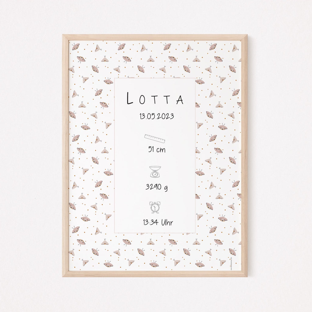 Geburtsposter Baby Mädchen Personalisiert