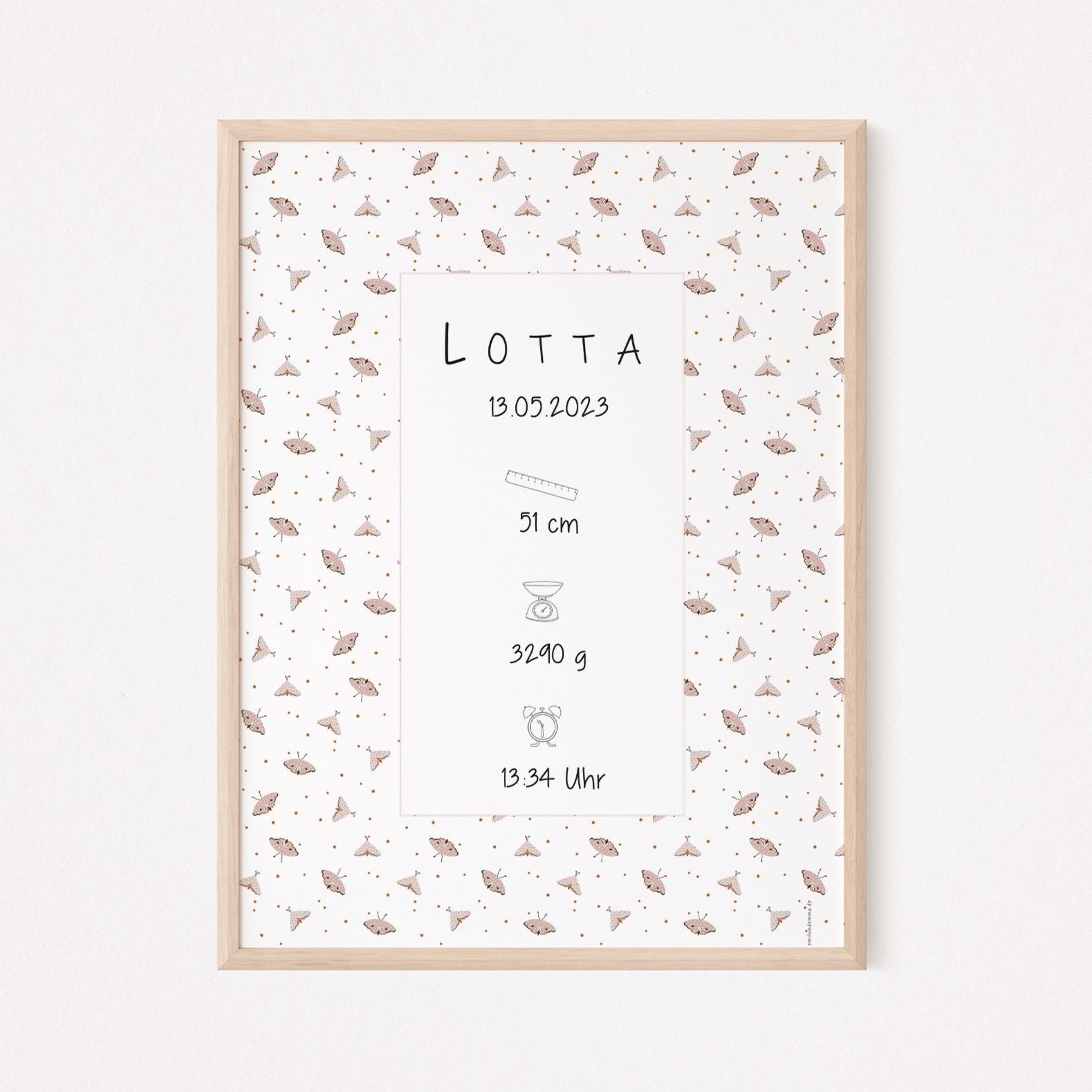 Geburtsposter Baby Mädchen Personalisiert