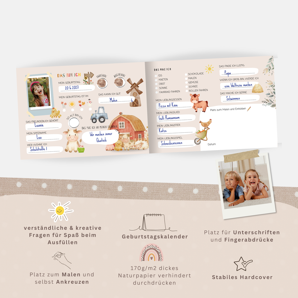 Freundebuch für den Kindergarten Bauernhof