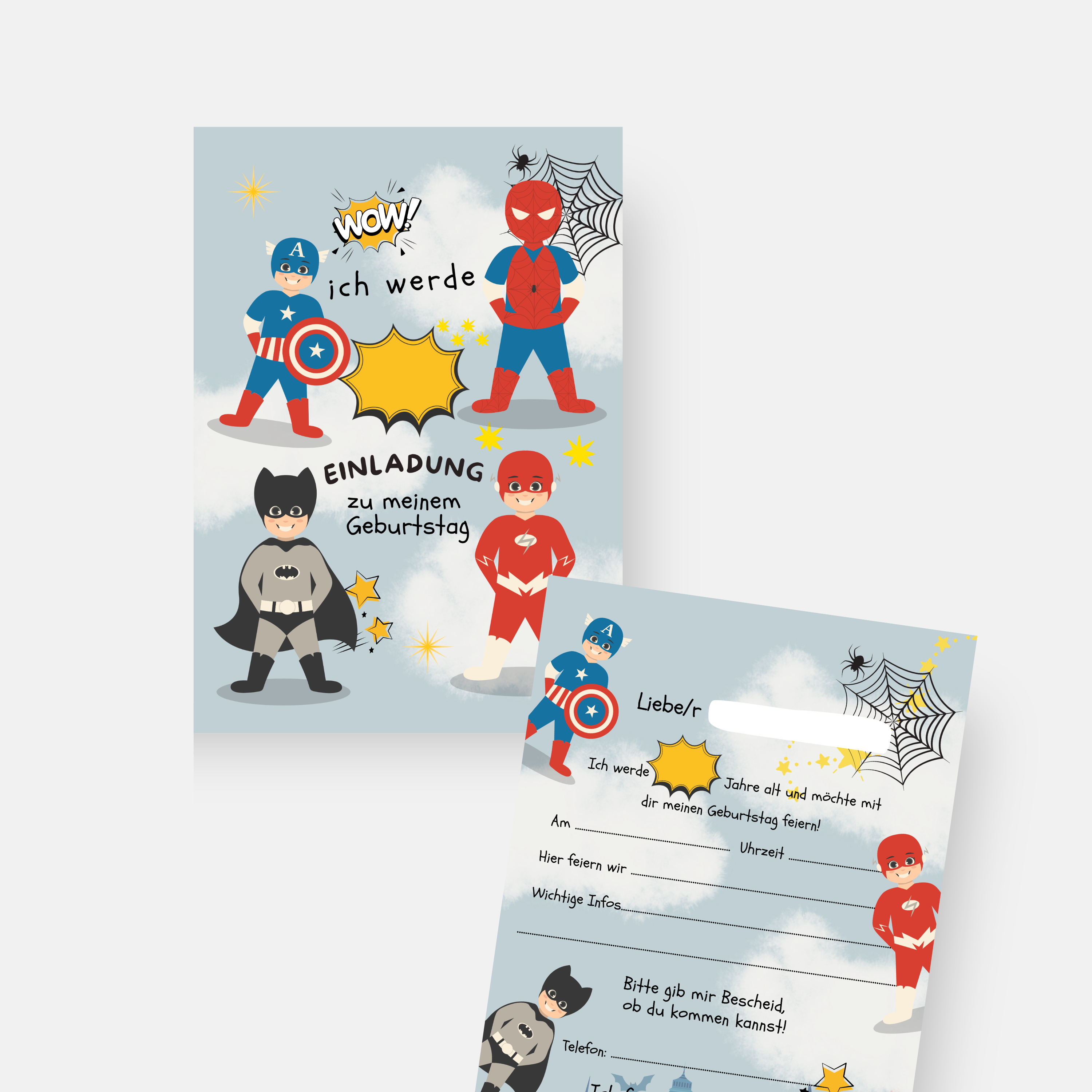 Superhelden Einladungskarten