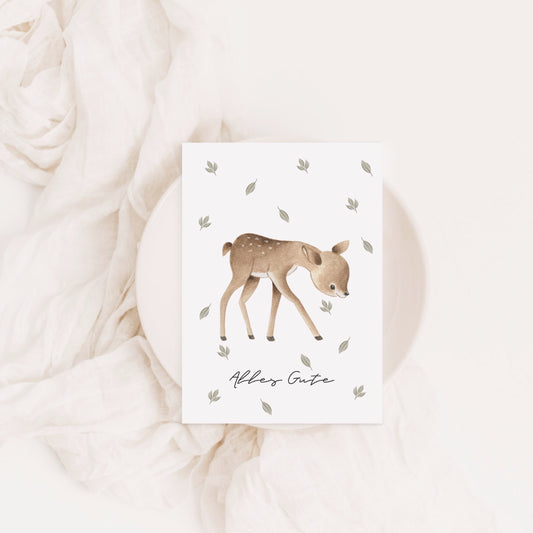 Alles Gute Reh Postkarte A6