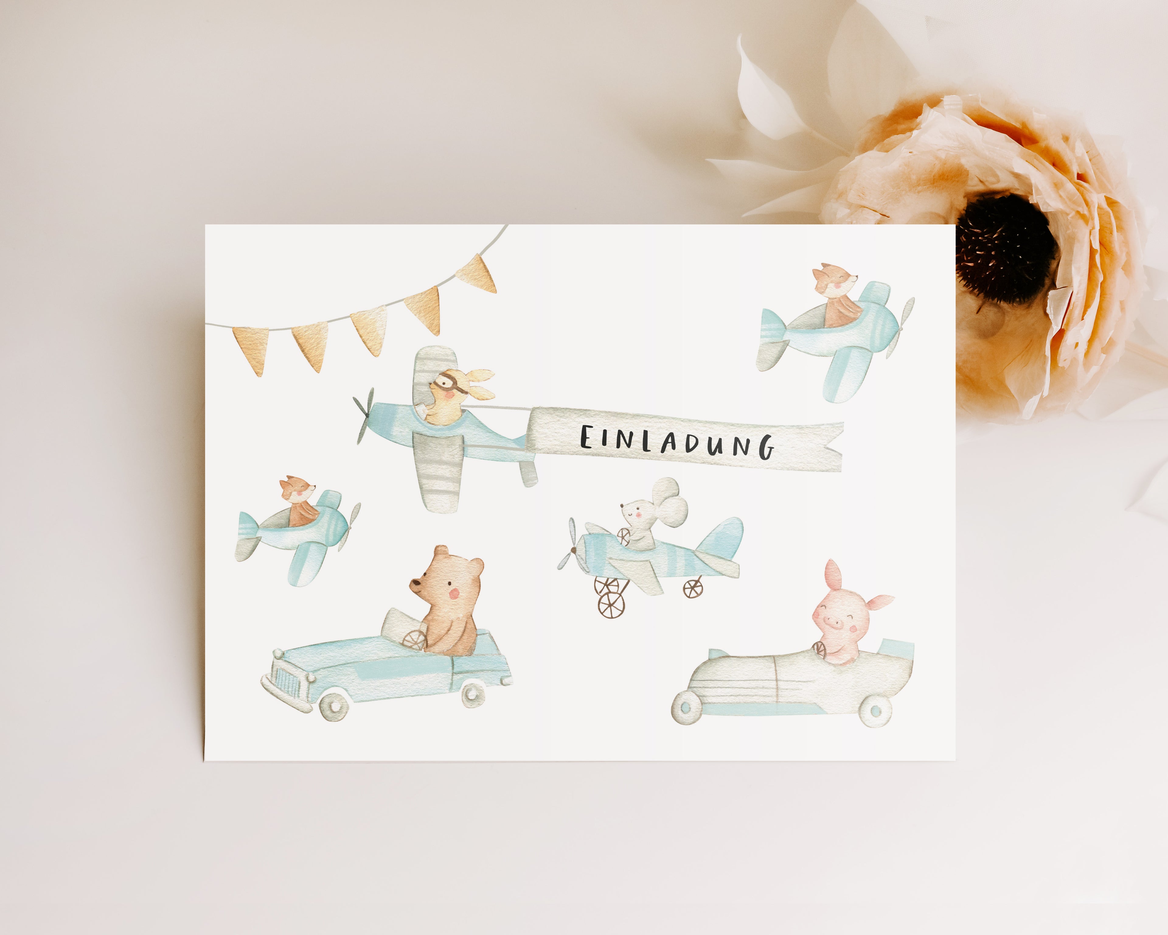 Geburtstagseinladung Fahrzeuge Flugzeuge