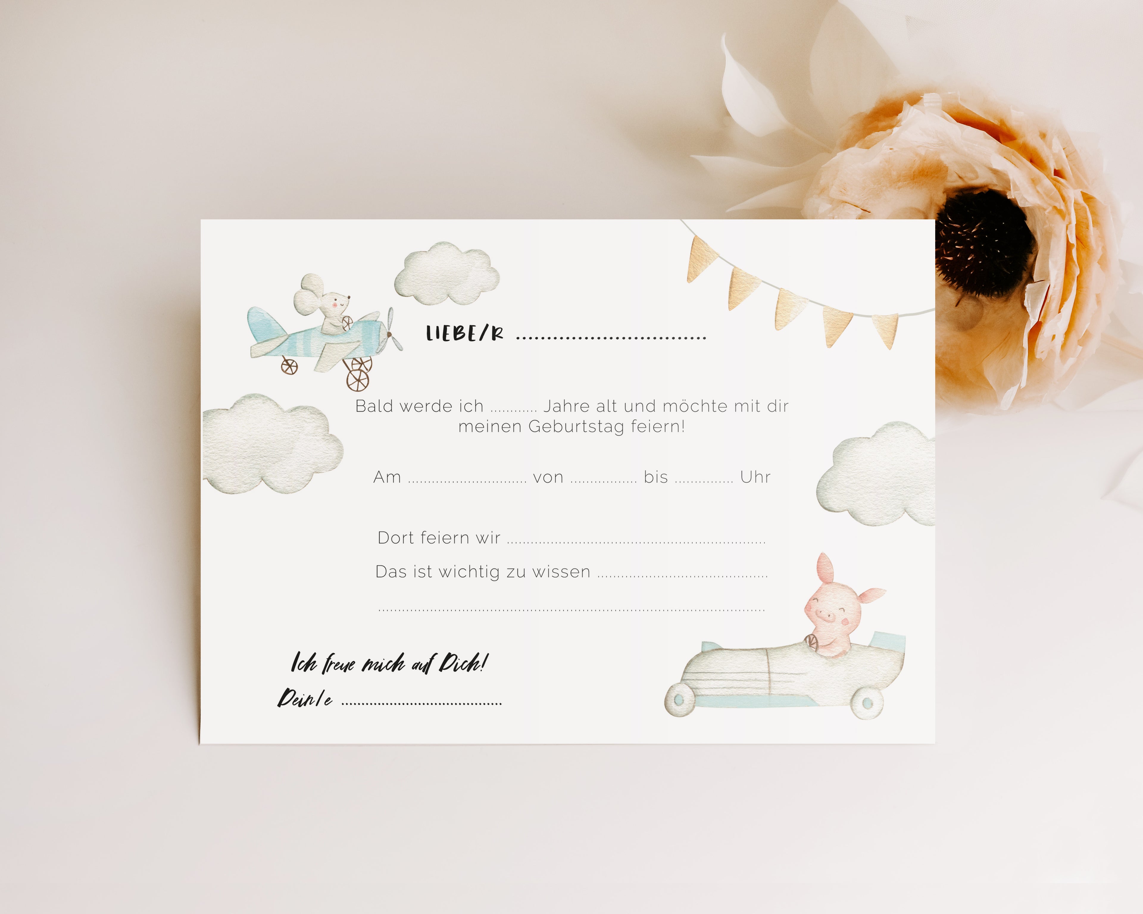 Geburtstagseinladung Fahrzeuge Flugzeuge