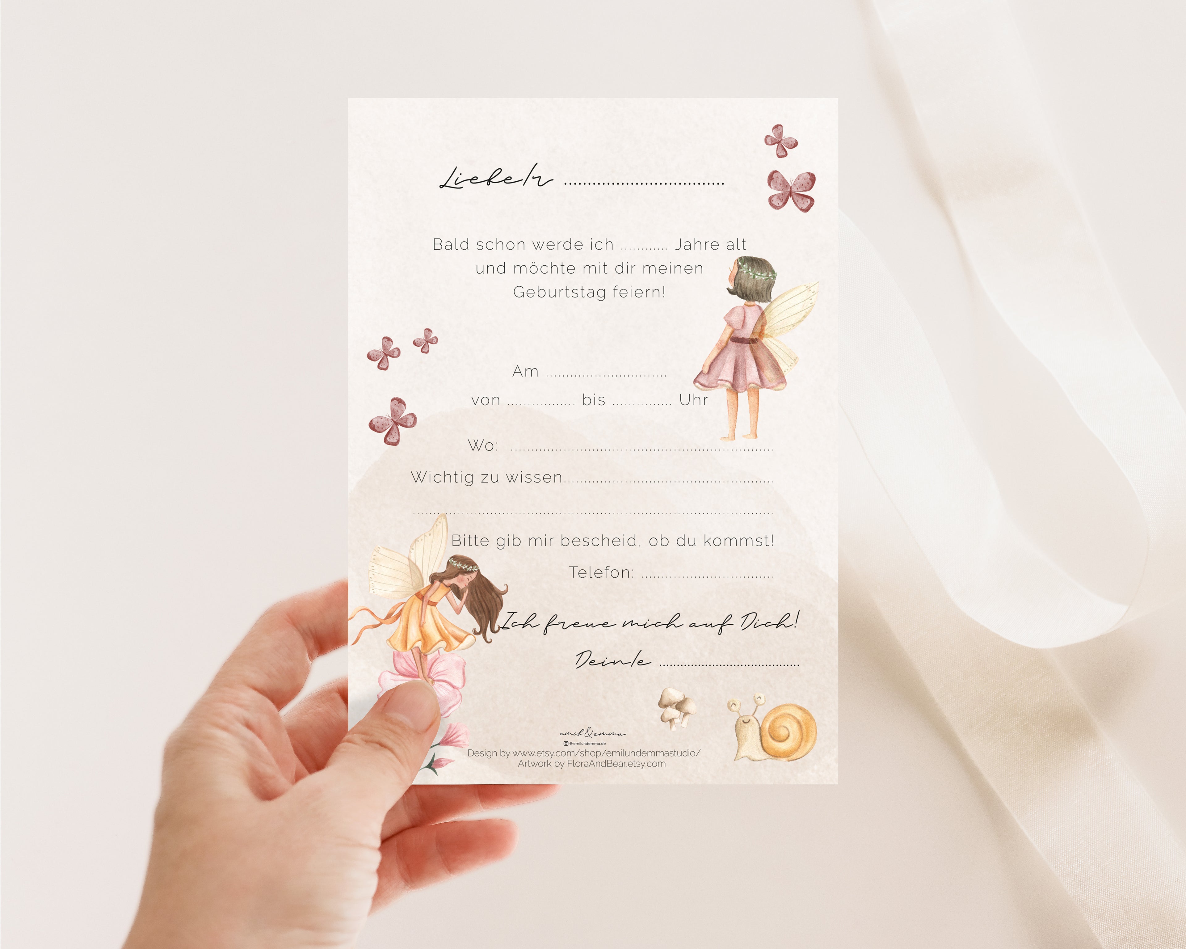 Geburtstagseinladung Fee Boho Set