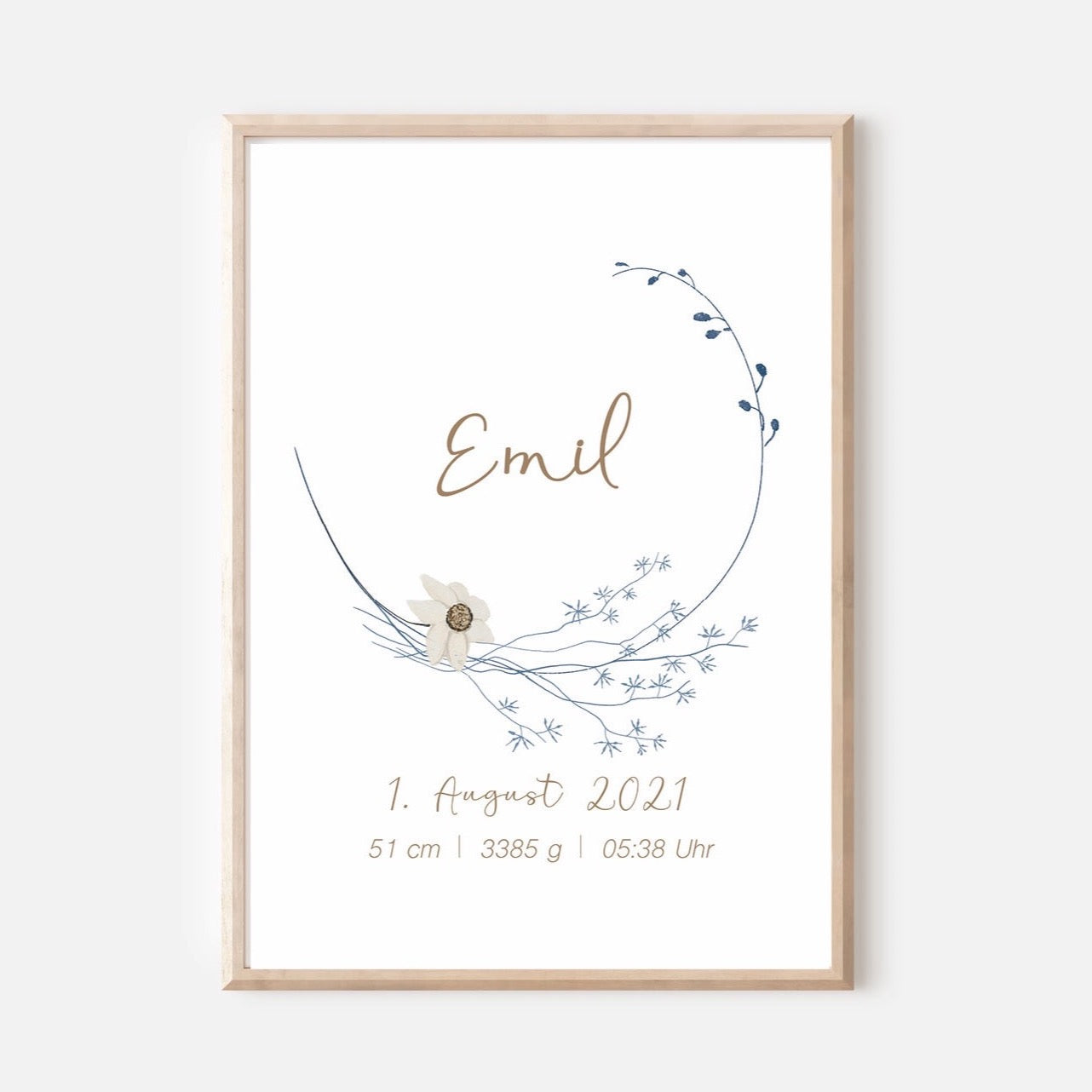 Geburtsposter Baby Junge personalisiert A4