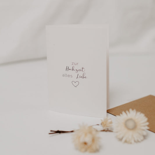 Glückwunschkarte Klappkarte zur Hochzeit alles Liebe