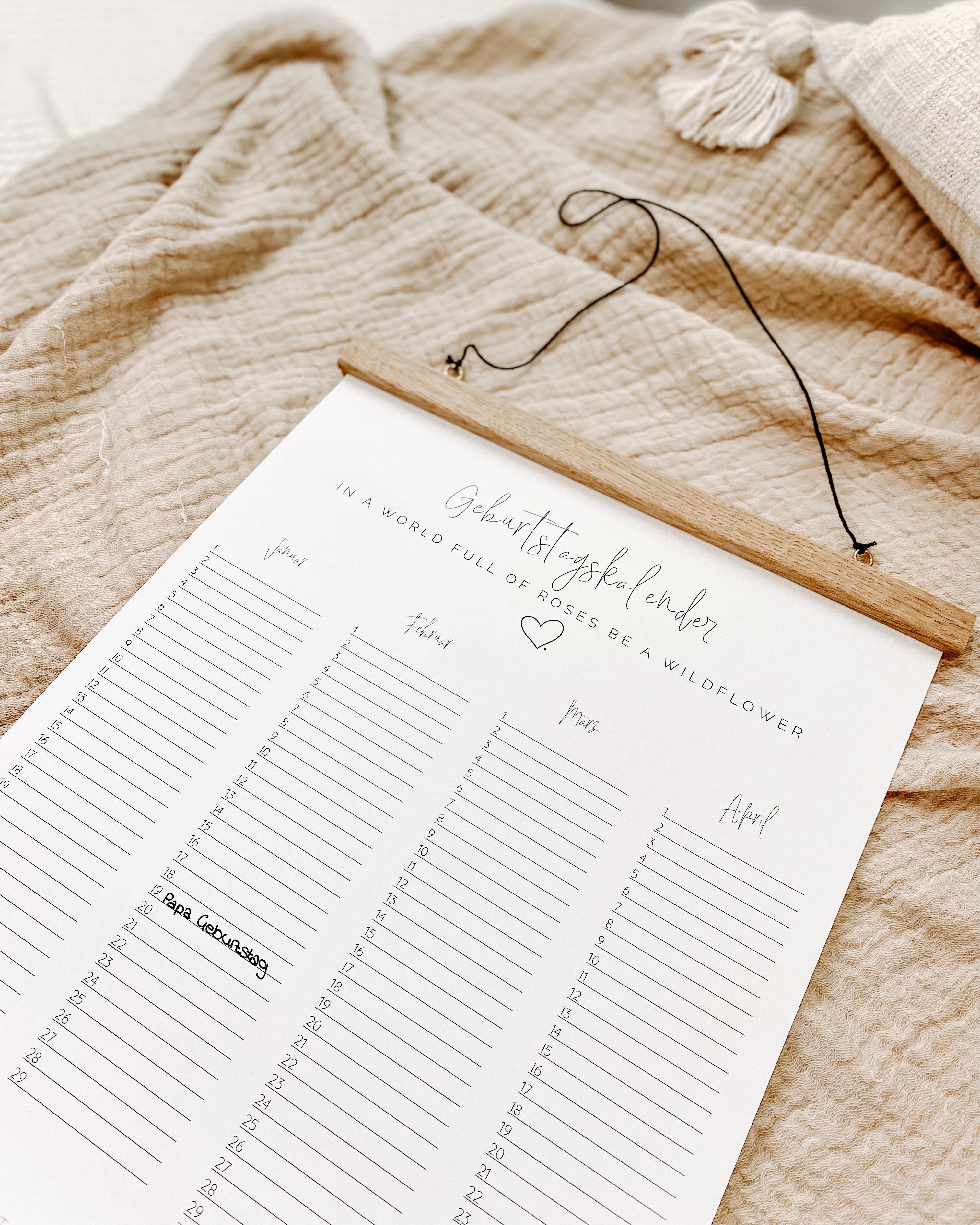 Geburtstagskalender groß DIN A2 lang