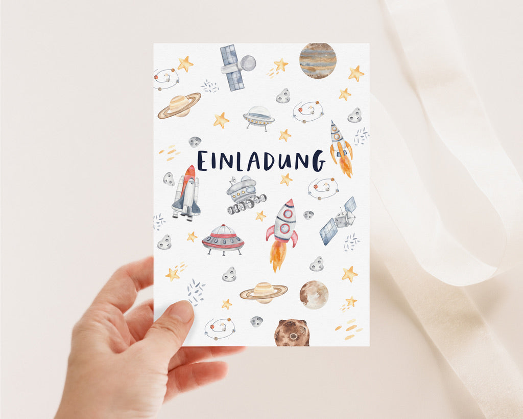Geburtstagseinladung Weltraum Postkarte A6