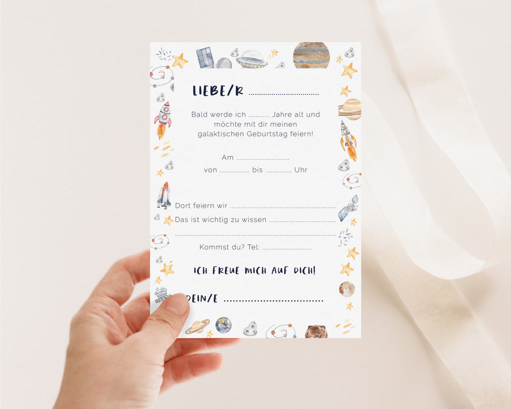 Geburtstagseinladung Weltraum Postkarte A6