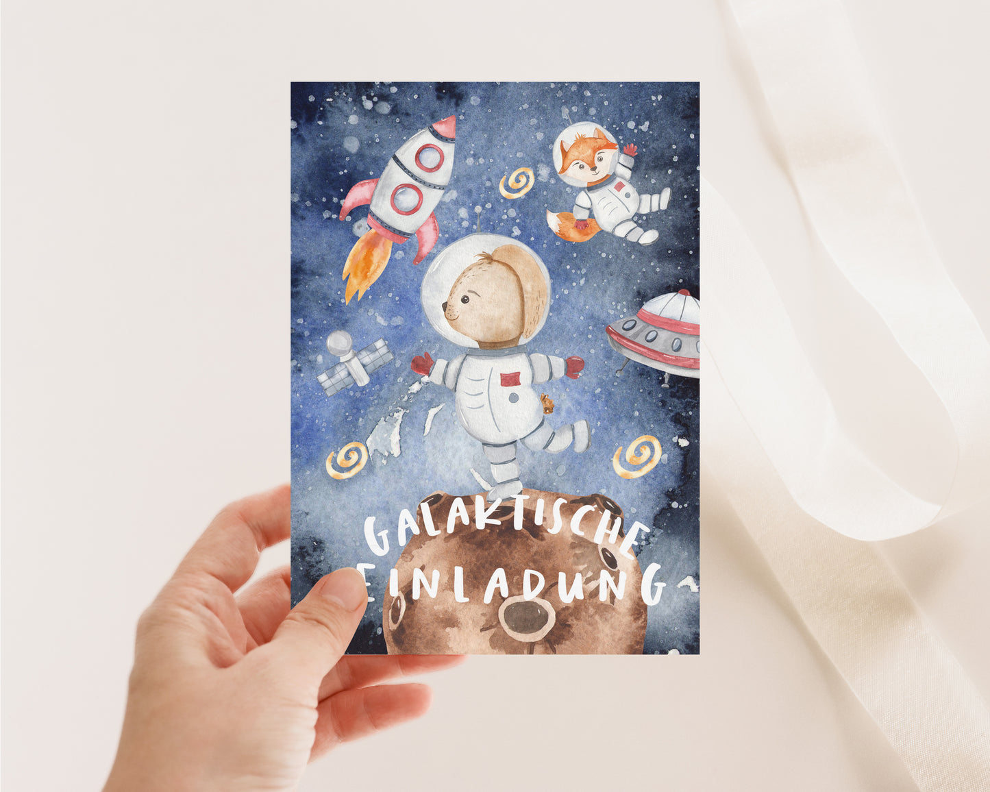 Einladungskarte Astronaut Postkarte A6